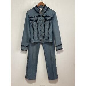 VTG Denim Low Rise Jeans Pants Set S 2 Coquette Country City Western Night Out